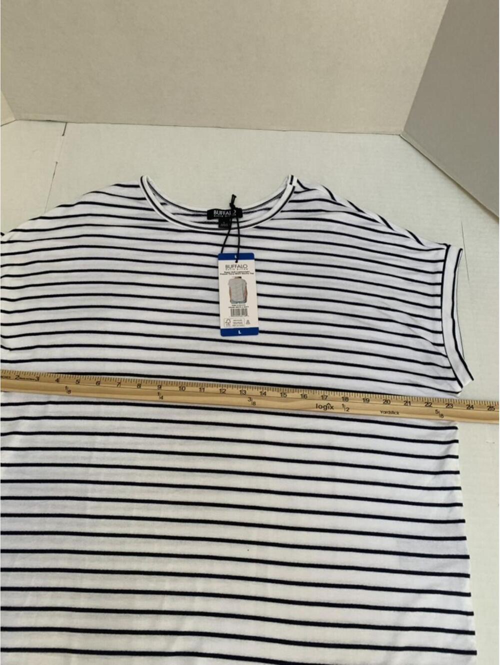 NWT Womans Size L Buffalo David Britton Striped T Shirt - Picture 4 of 6